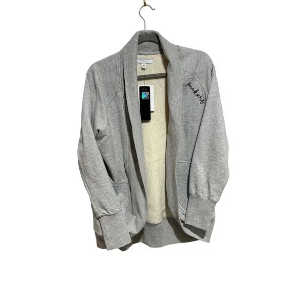 WEAR by Erin Andrews Womens Gray GB Packers Sherpa Open Front Cardigan Jacket L - Picture 1 of 12